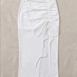 Bundle 3 for $15 🍁 White drawstring slit midi skirt